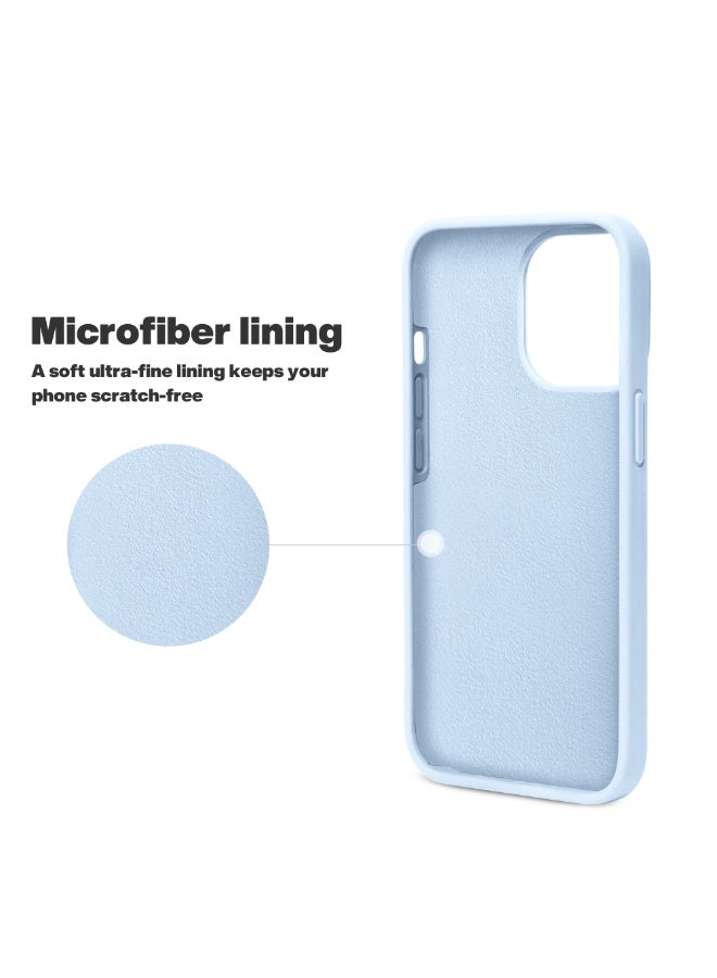 متوافق مع غطاء هاتف iPhone 12 Pro Max مقاس 6.7 بوصة، غطاء نحيف من السيليكون السائل، 4 طبقات من المطاط الهلامي الناعم، غطاء حماية للهاتف مقاوم للصدمات مع بطانة من الألياف الدقيقة المضادة للخدش (أزرق فاتح) - Image 4